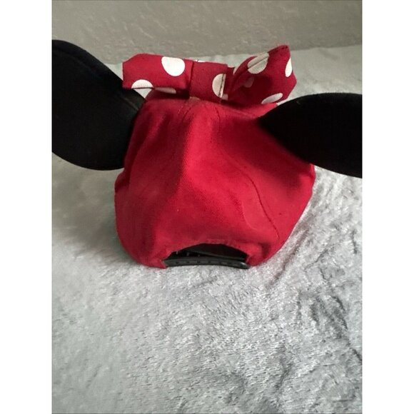 New Minnie Mouse Hat Red with Polka Dot Ears Black Bow Disney Adjustable - Picture 4 of 7